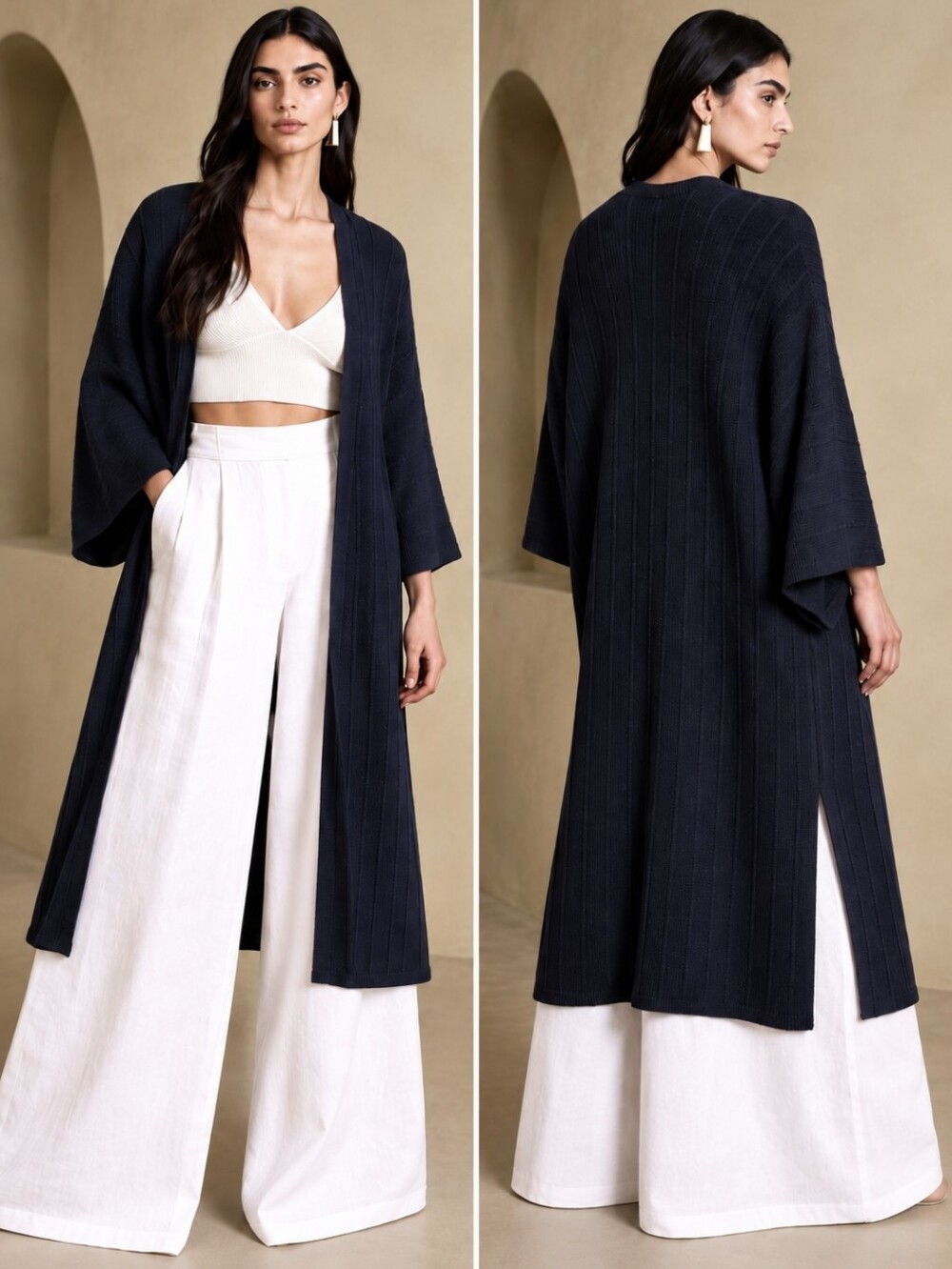 Banana Republic Duster Cardigan Navy Blue Jasmine Organic Cotton Kimono Sz XS/S